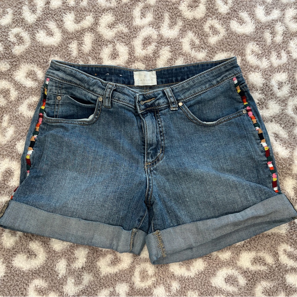 Caslon Blue Denim Shorts with Colorful Trim